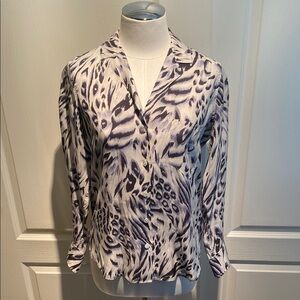 Rails Wrap Collar Cuffed Sleeve Blouse